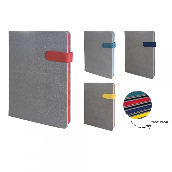 HM-30588 Termo Deri Kenarları Boyalı Mıknatıslı Defter (15x21 cm)
