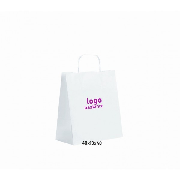 Baskılı Kraft Çanta Tek Renk 40x13x40