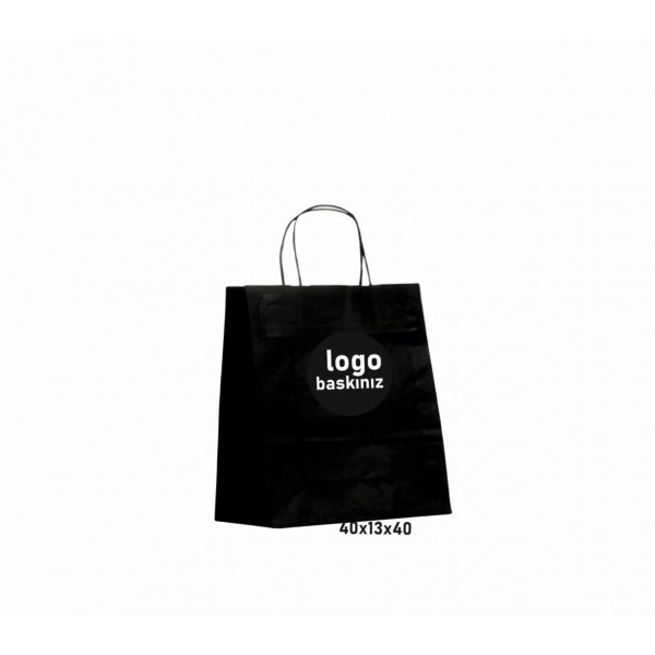 Baskılı Kraft Çanta Tek Renk 40x13x40