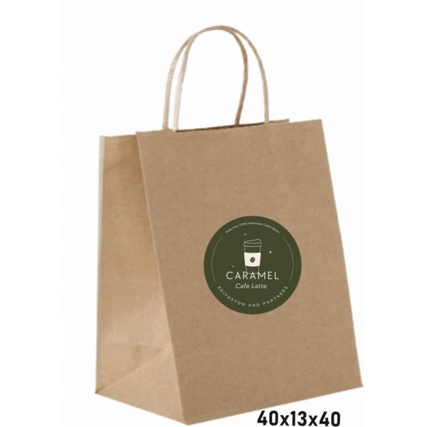 Baskılı Kraft Çanta Tek Renk 40x13x40